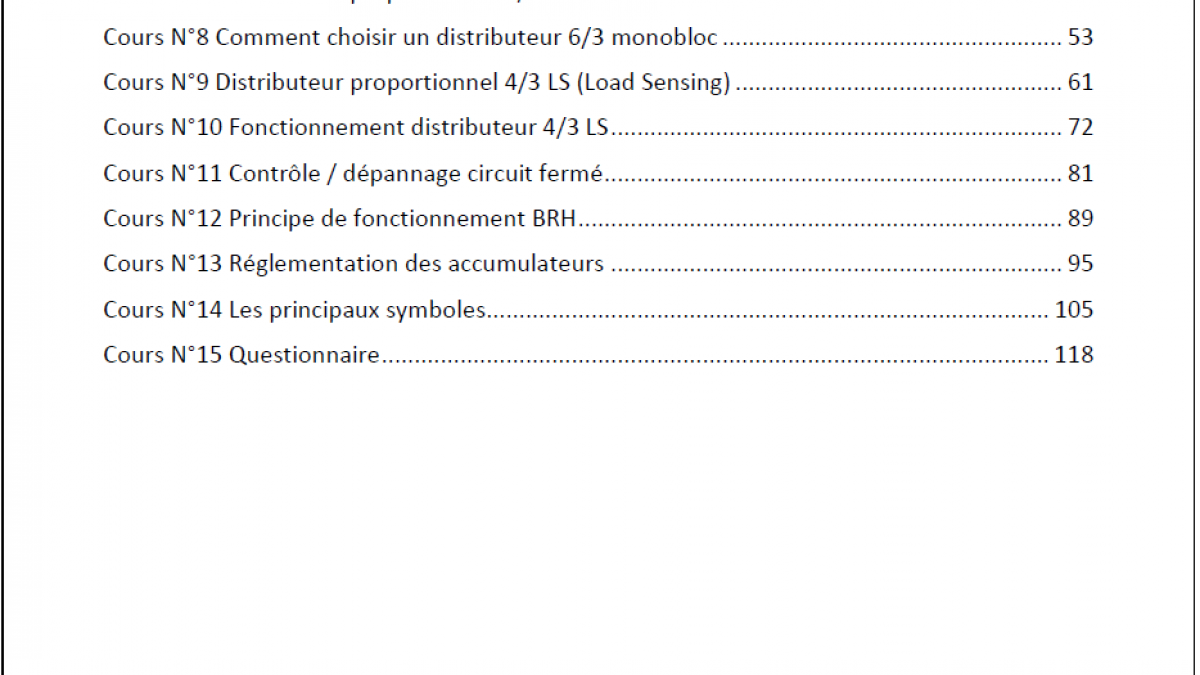 Approfondir ses connaissances en hydraulique vol 3 table des matieres