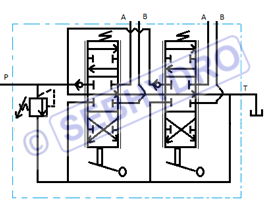 Symbole distributeur hydraulique 6/3 centre à suivre