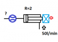 Question relative au schéma : Quel est le débit mesuré lorsque le vérin rentre ?
