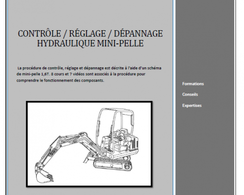 livre contrôle, réglage, dépannage minipelle